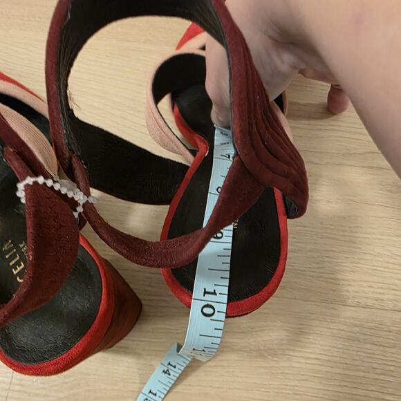 Anthropologie Cecelia New York Red Suede Colorblock Roxanne Heels Size 9 - Picture 9 of 9